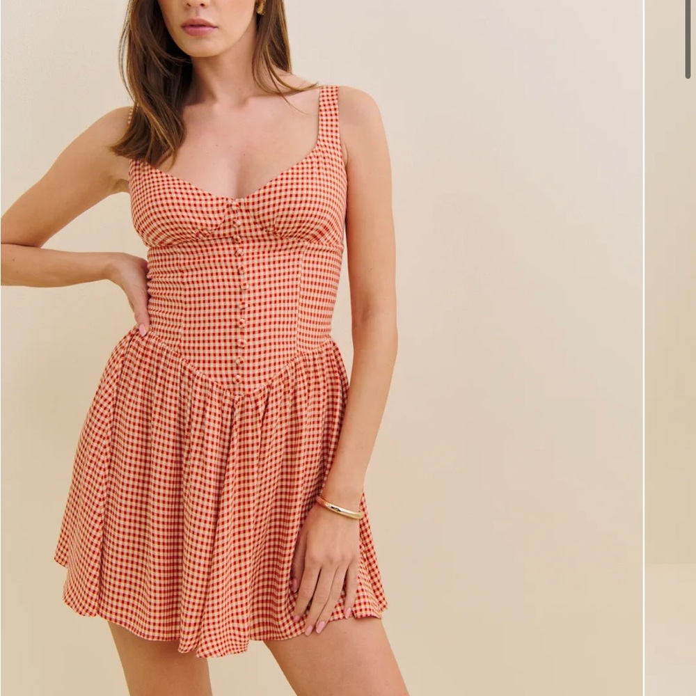 Reformation Red Gingham Mini Dress